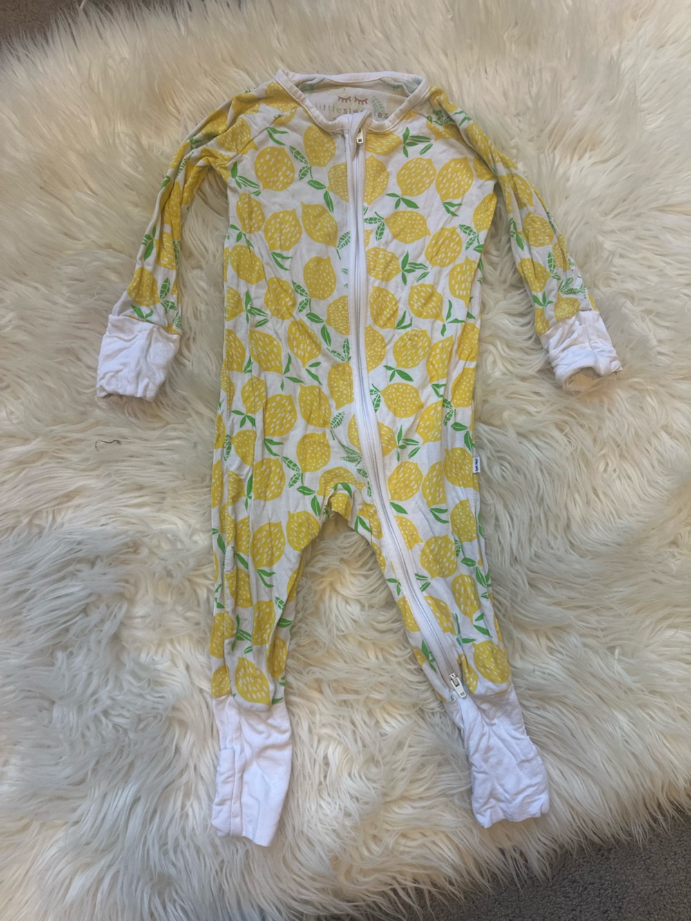 3-6 Months Little Sleepies Yellow Lemon Print Footie Pajamas